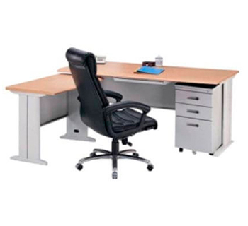 L-shape Office table in woodgrain table...