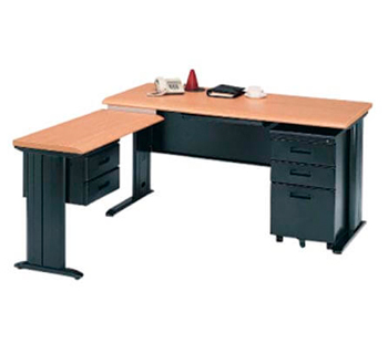 L-shape Office table in woodgrain table...